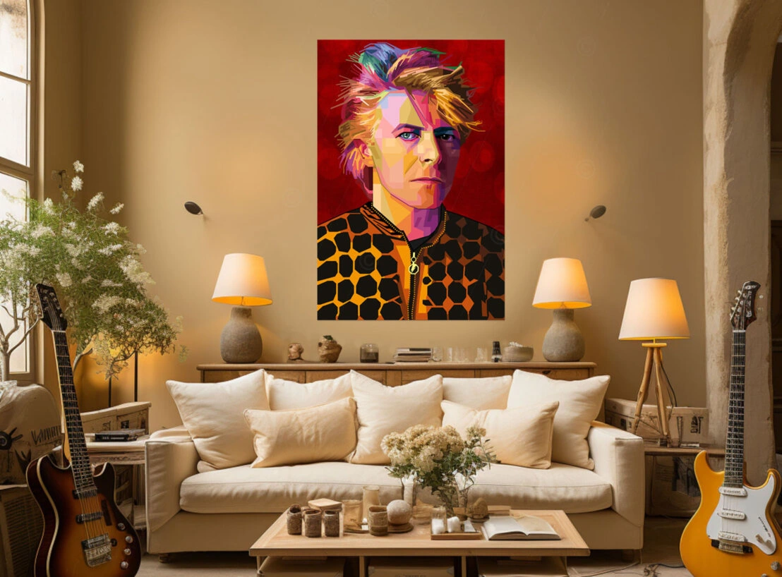 Musiker Stoffbild Hommage an David Bowie 