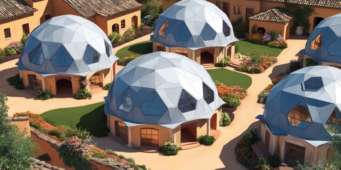 Example village geodesic domes